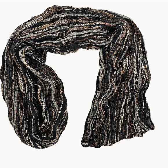 Women's One Size Metallic Black/Grey/White Infinity Wrap Wool‎ Scarf Whimsigoth - Picture 4 of 13
